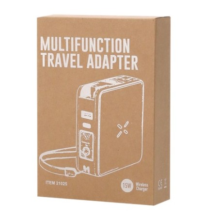 Adaptateur Universel Multifonction Personnalisé de Voyage Joks - Chargez Partout Pas Cher Couleurs : blanc objet promotionnel éc