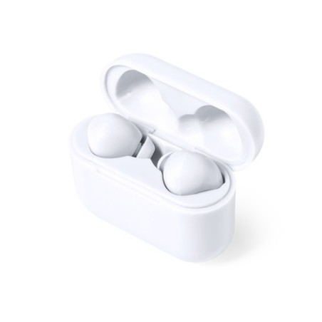 Écouteurs Bluetooth 5.3 Confort Personnalisé Éco-responsables pas cher Prucky Couleurs : blanc impression haute définition