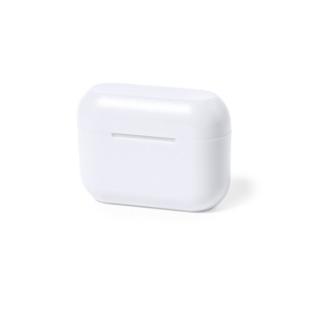 Écouteurs Bluetooth 5.3 Confort Personnalisé Éco-responsables pas cher Prucky Couleurs : blanc goodies personnalisé en stock