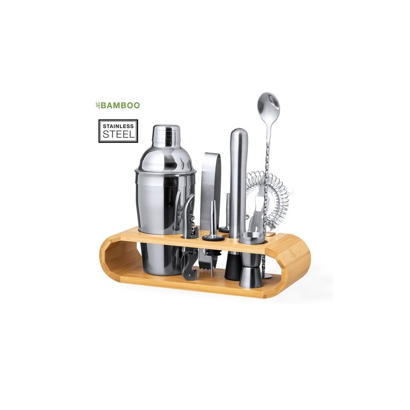 Set de Cocktails Éco-responsable en Inox Personnalisé Hunton Matières : bambou