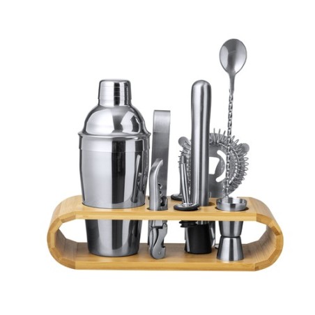 Set de Cocktails Éco-responsable en Inox Personnalisé Hunton Matières : bambou personnalisable avec votre logo