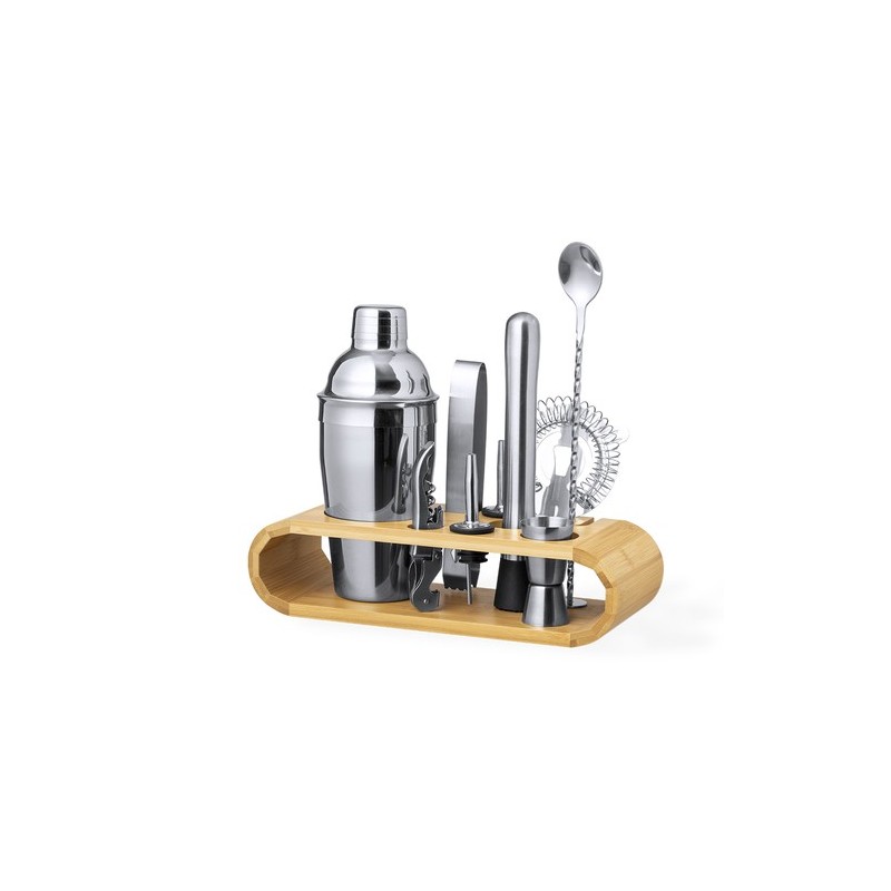 Set de Cocktails Éco-responsable en Inox Personnalisé Hunton Matières : bambou cadeau entreprise pas cher