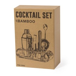 Set de Cocktails Éco-responsable en Inox Personnalisé Hunton Matières : bambou impression haute définition