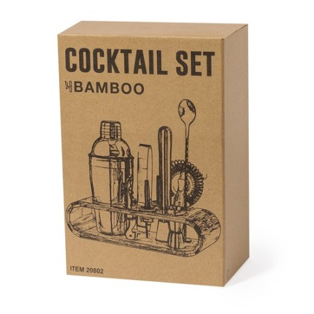 Set de Cocktails Éco-responsable en Inox Personnalisé Hunton Matières : bambou marquage laser ultra précis