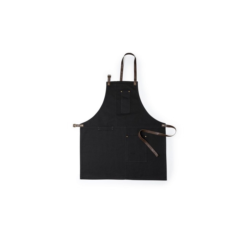 Tablier personnalisable professionnel Vurcex - Unique Matières : coton Couleurs : noir marquage couleur éclatante