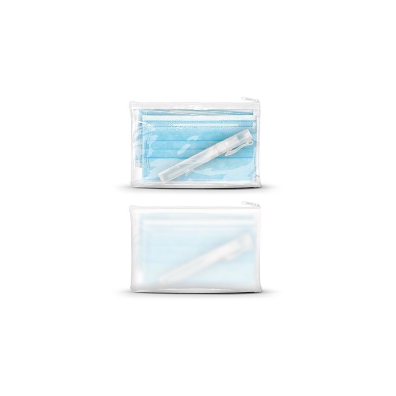 Kit Trousse Zippée : Masques Chirurgicaux & Vaporisateur