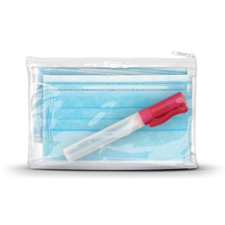 Kit Trousse Zippée : Masques Chirurgicaux & Vaporisateur