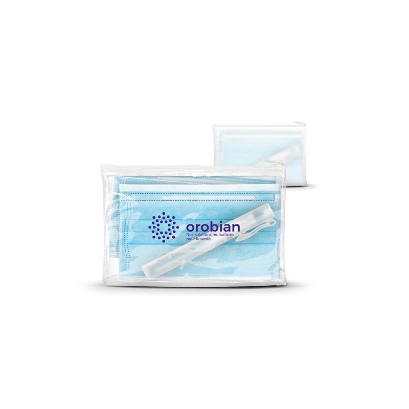 Kit Zippée Éco-responsable avec 2 Masques Chirurgicaux et Vaporisateur 9 ml S.H.A. marquage laser ultra précis