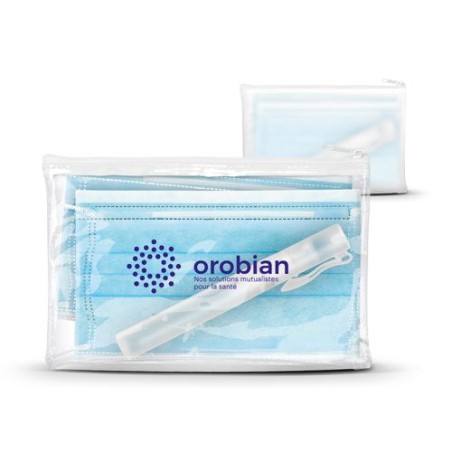 Kit Trousse Zippée : Masques Chirurgicaux & Vaporisateur