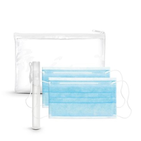 Kit Zippée Éco-responsable avec 2 Masques Chirurgicaux et Vaporisateur 9 ml S.H.A. objet promotionnel éco-responsable