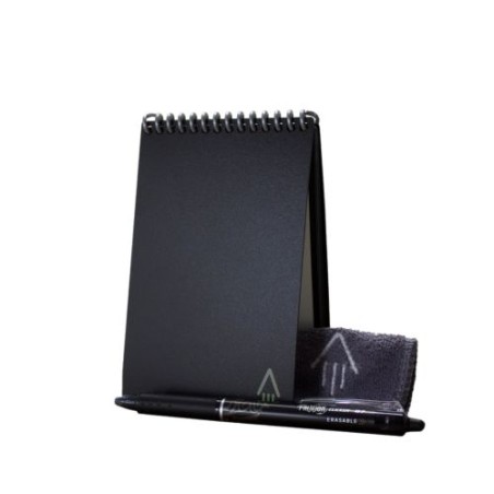 Carnet Effaçable Mini A6 Éco-responsable Personnalisé Rocketbook® Core Matières : plastique Couleurs : noir nombre de pages : 48