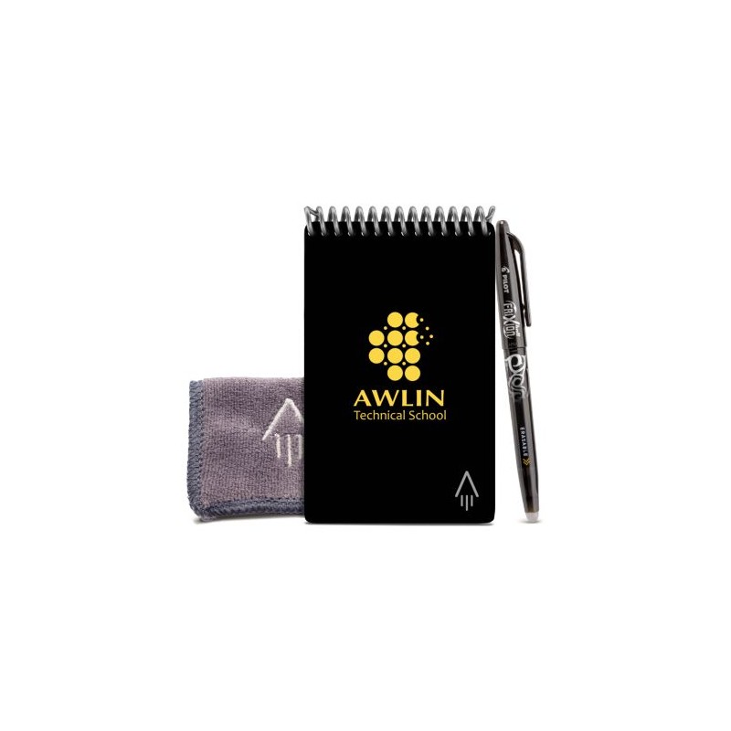 Carnet Effaçable Mini A6 Éco-responsable Personnalisé Rocketbook® Core Matières : plastique Couleurs : blanc nombre de pages : 4