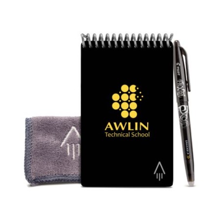 Carnet Effaçable Mini A6 Éco-responsable Personnalisé Rocketbook® Core Matières : plastique Couleurs : blanc nombre de pages : 4