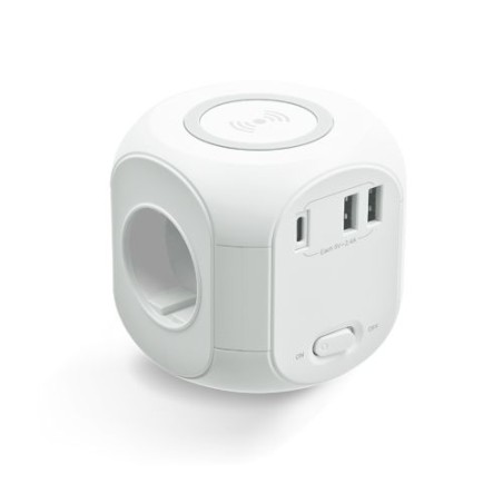 Multiprise Cube Éco-responsable avec Chargeur à Induction et Rallonge - Multifonctionnel cadeau entreprise pas cher