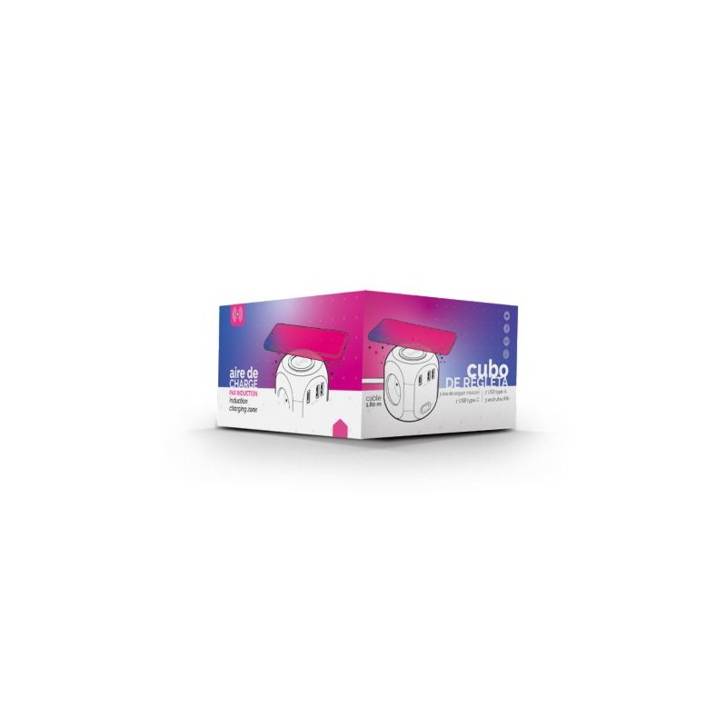 Multiprise Cube Éco-responsable avec Chargeur à Induction et Rallonge - Multifonctionnel goodies publicitaire événementiel