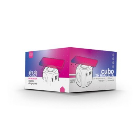 Multiprise Cube Éco-responsable avec Chargeur à Induction et Rallonge - Multifonctionnel goodies publicitaire événementiel
