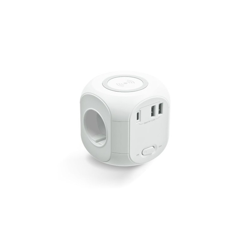 Multiprise Cube Éco-responsable avec Chargeur à Induction et Rallonge - Multifonctionnel impression haute définition