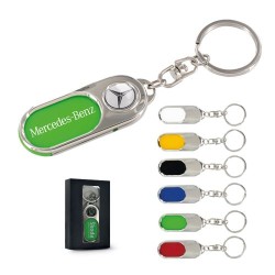 Porte-clés métalliques personnalisables avec insert plastique en boîte individuelle