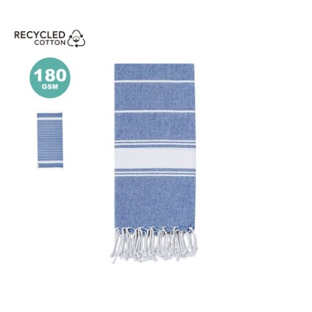 Paréo Serviette Personnalisé 100% Coton Recyclé - Lainen Matières : coton recyclé Couleurs : bleu clair personnalisation rapide 