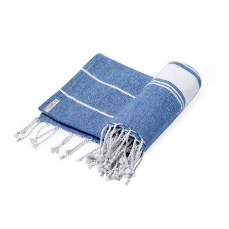 Paréo Serviette Personnalisé 100% Coton Recyclé - Lainen Matières : coton recyclé Couleurs : bleu clair goodies entreprise desig