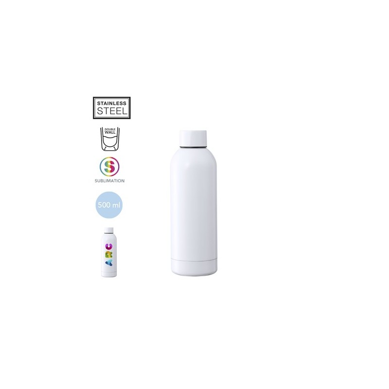 Bidon Thermique Personnalisé Sublimation Cadeau d'Entreprise Hodis Matières : acier inoxydable Couleurs : blanc personnalisable 