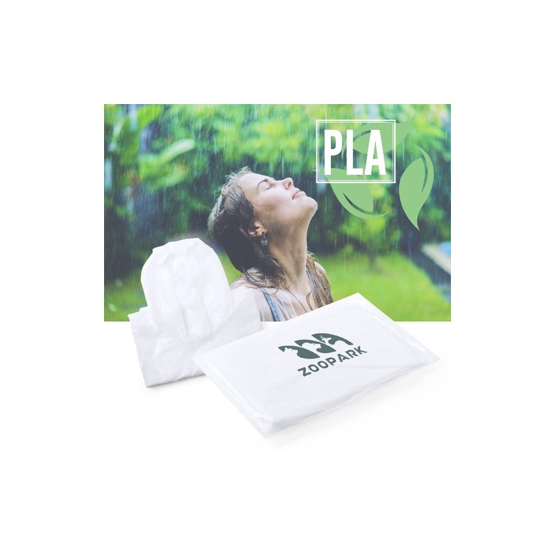 Poncho Éco-responsable Publicitaire Reizon Matières : PLA Couleurs : blanc personnalisable avec votre logo