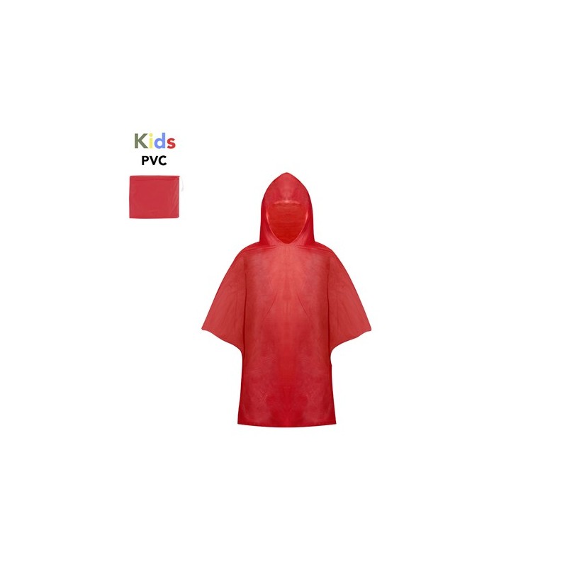 Poncho Imperméable Personnalisé pour Enfant - Teo Matières : PVC Couleurs : rouge impression haute définition