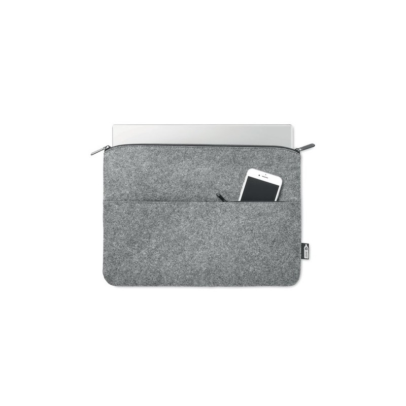 Sacoche d'ordinateur  en RPET personnalisée - TOPLO Matières : PET recyclé Couleurs : gris goodies publicitaire événementiel