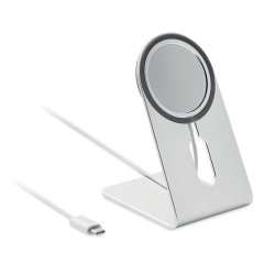 Chargeur portable magnétique personnalisé 15W pas cher - MELIS Matières : aluminium Couleurs : argenté mat
