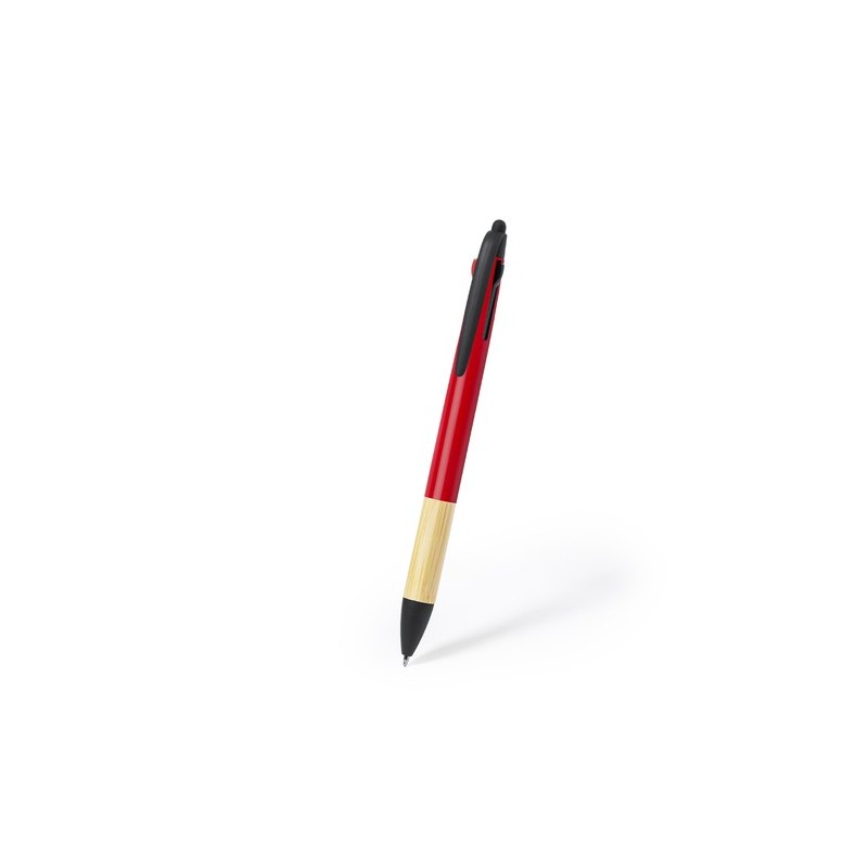Stylet Multifonction Personnalisé en Bambou - Bille Milok Matières : bambou Couleurs : rouge cadeau client original