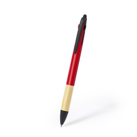 Stylet Multifonction Personnalisé en Bambou - Bille Milok Matières : bambou Couleurs : rouge cadeau client original