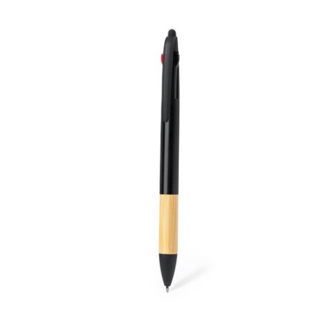 Stylet Multifonction Personnalisé en Bambou - Bille Milok Matières : bambou Couleurs : rouge goodies personnalisé en stock