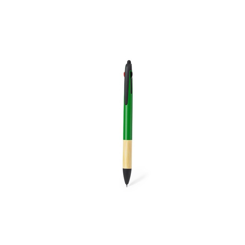 Stylet Multifonction Personnalisé en Bambou - Bille Milok Matières : bambou Couleurs : rouge personnalisable avec votre logo