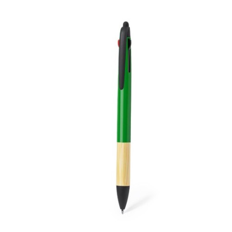 Stylet Multifonction Personnalisé en Bambou - Bille Milok Matières : bambou Couleurs : rouge personnalisable avec votre logo