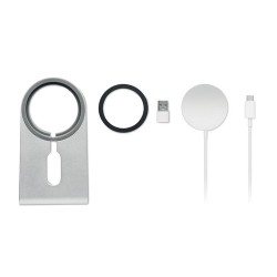 Chargeur portable magnétique personnalisé 15W pas cher - MELIS Matières : aluminium Couleurs : argenté mat 2