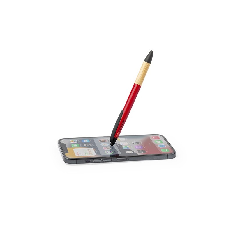Stylet Multifonction Personnalisé en Bambou - Bille Milok Matières : bambou Couleurs : noir marquage couleur éclatante