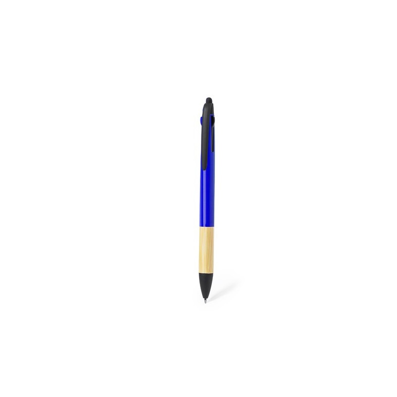Stylet Multifonction Personnalisé en Bambou - Bille Milok Matières : bambou Couleurs : bleu cadeau entreprise pas cher