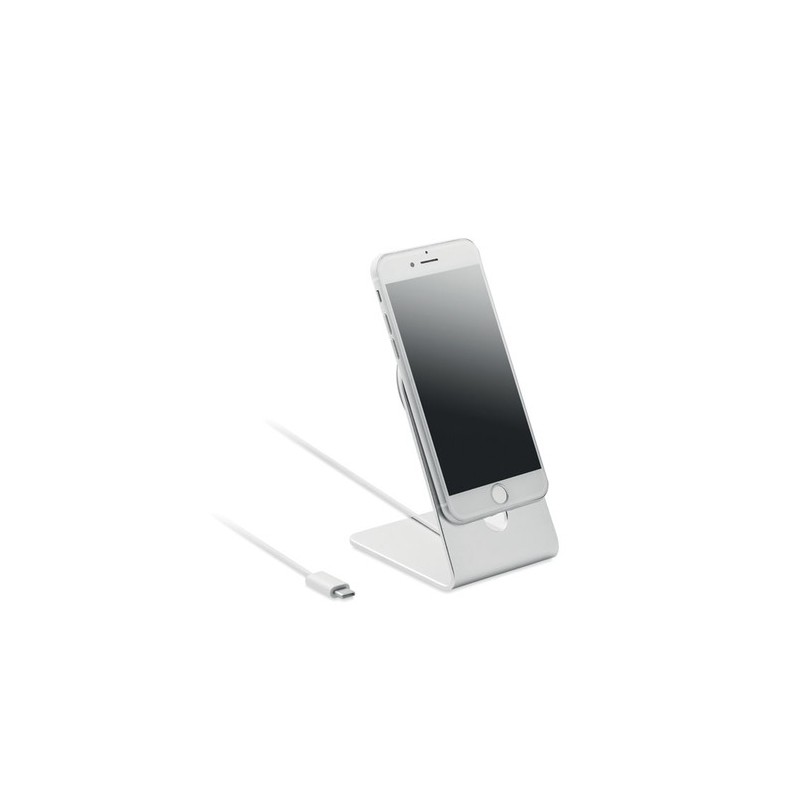 Chargeur portable magnétique personnalisé 15W pas cher - MELIS Matières : aluminium Couleurs : argenté mat cadeau entreprise pas
