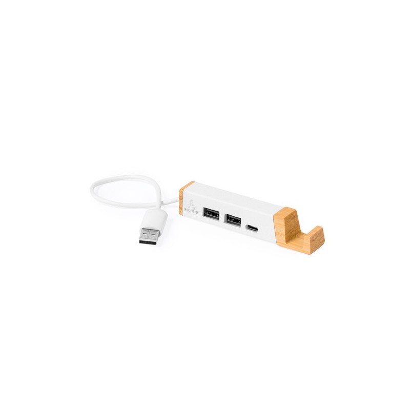 Port USB Éco-responsable High-Tech Personnalisé - Kartip pas cher Matières : bambou Couleurs : blanc