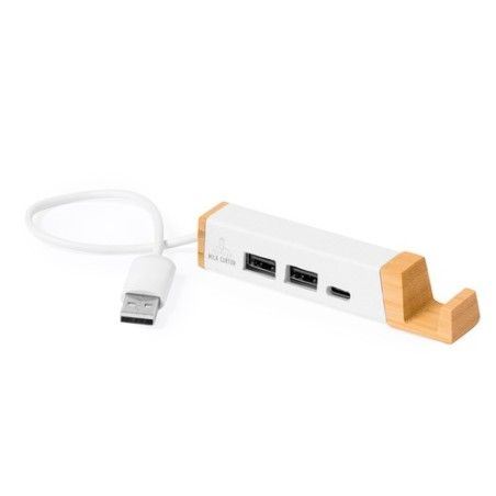 Port USB Éco-responsable High-Tech Personnalisé - Kartip pas cher Matières : bambou Couleurs : blanc