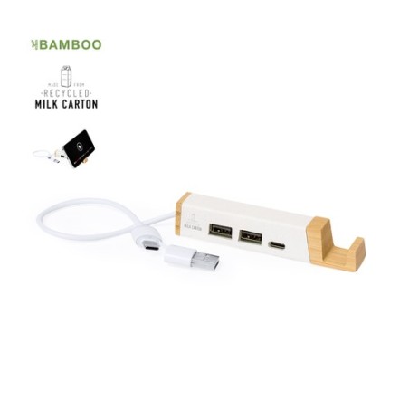 Port USB Éco-responsable High-Tech Personnalisé - Kartip pas cher Matières : bambou Couleurs : blanc personnalisable avec votre 