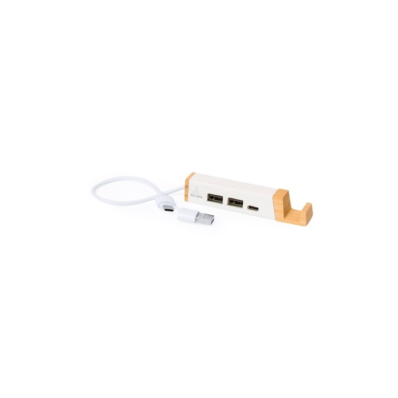Port USB Éco-responsable High-Tech Personnalisé - Kartip pas cher Matières : bambou Couleurs : blanc cadeau entreprise pas cher