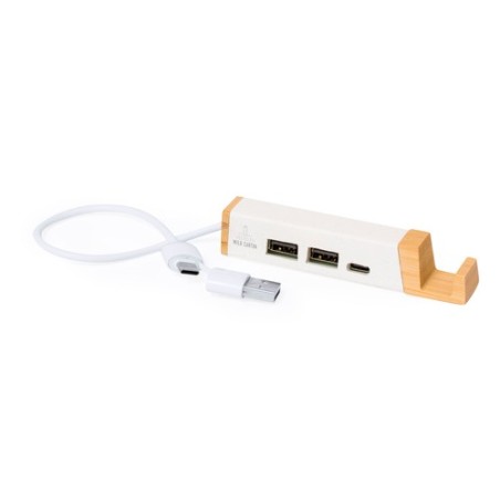 Port USB Éco-responsable High-Tech Personnalisé - Kartip pas cher Matières : bambou Couleurs : blanc cadeau entreprise pas cher
