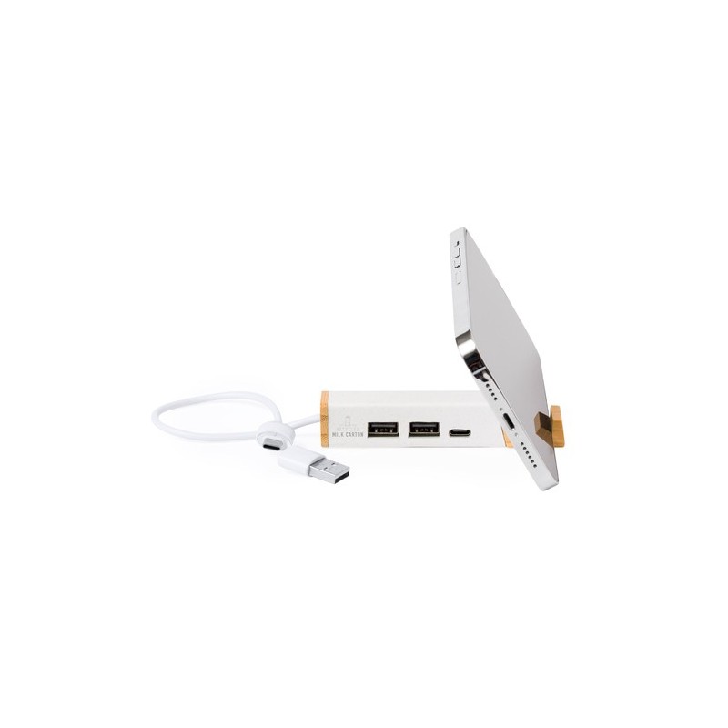 Port USB Éco-responsable High-Tech Personnalisé - Kartip pas cher Matières : bambou Couleurs : blanc goodies publicitaire événem