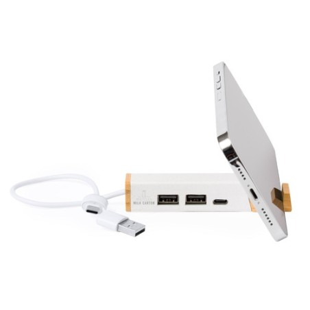 Port USB Éco-responsable High-Tech Personnalisé - Kartip pas cher Matières : bambou Couleurs : blanc goodies publicitaire événem