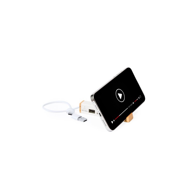 Port USB Éco-responsable High-Tech Personnalisé - Kartip pas cher Matières : bambou Couleurs : blanc impression haute définition