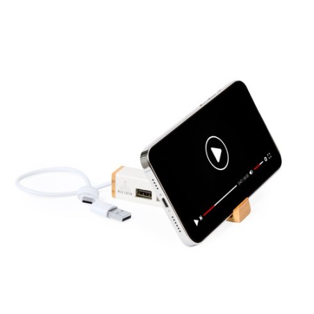 Port USB Éco-responsable High-Tech Personnalisé - Kartip pas cher Matières : bambou Couleurs : blanc impression haute définition