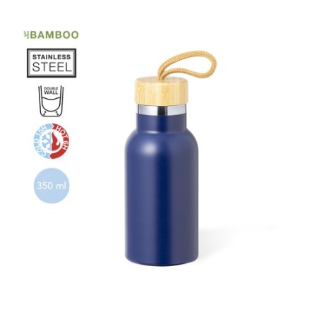 Bouteille Isotherme Éco-responsable Personnalisée 500ml - Flazer Matières : bambou Couleurs : argenté marquage laser ultra préci