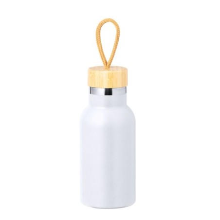 Bouteille Isotherme Éco-responsable Personnalisée 500ml - Flazer Matières : bambou Couleurs : argenté personnalisable avec votre