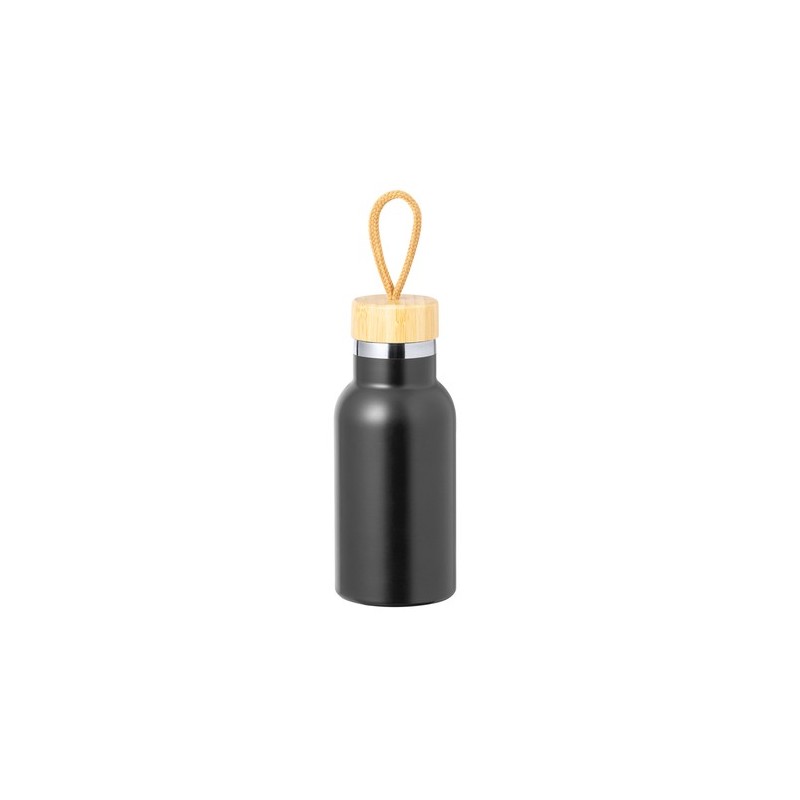 Bouteille Isotherme Éco-responsable Personnalisée 500ml - Flazer Matières : bambou Couleurs : noir personnalisable avec votre lo